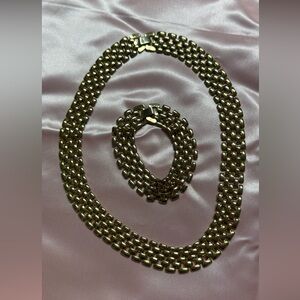 Gold-Tone Link Necklace and Bracelet Set - Women Jewelry